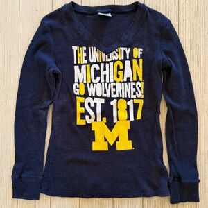 Pro Edge by Knights Apparel university of Michigan Wolverines Ribbed Vneck Shirt